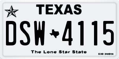TX license plate DSW4115