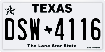 TX license plate DSW4116