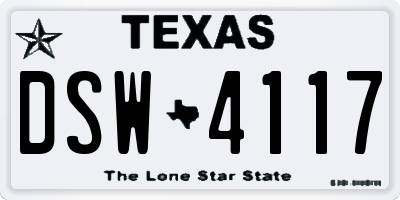 TX license plate DSW4117