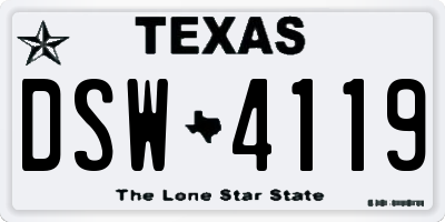 TX license plate DSW4119