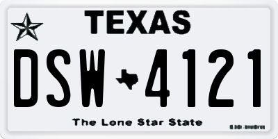 TX license plate DSW4121