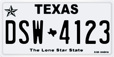 TX license plate DSW4123