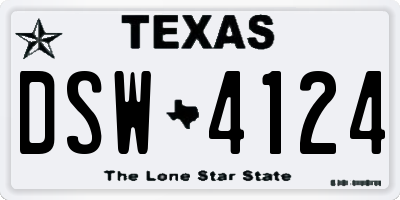 TX license plate DSW4124