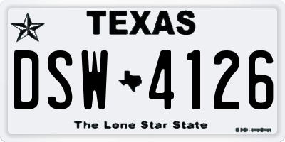 TX license plate DSW4126