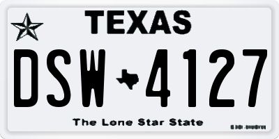 TX license plate DSW4127