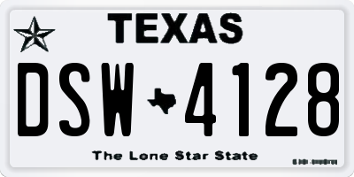 TX license plate DSW4128