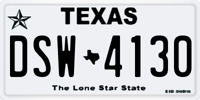 TX license plate DSW4130