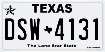 TX license plate DSW4131