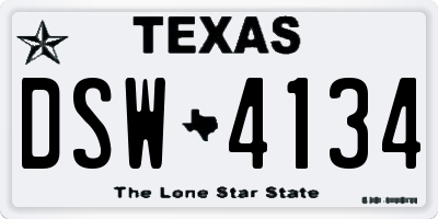 TX license plate DSW4134