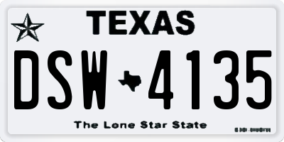 TX license plate DSW4135