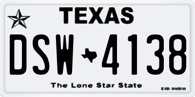 TX license plate DSW4138