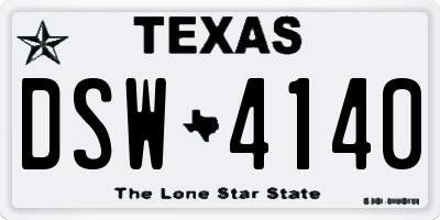 TX license plate DSW4140