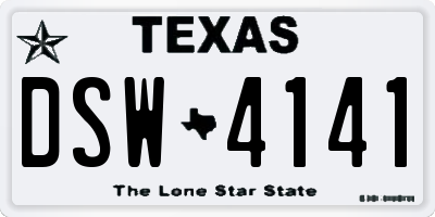 TX license plate DSW4141