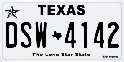 TX license plate DSW4142