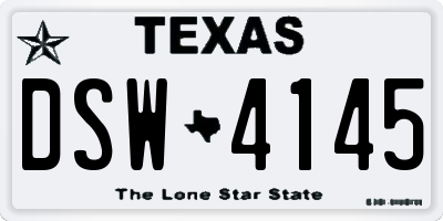 TX license plate DSW4145