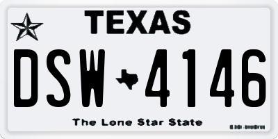 TX license plate DSW4146