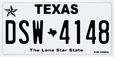 TX license plate DSW4148