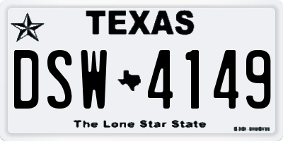 TX license plate DSW4149