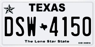 TX license plate DSW4150