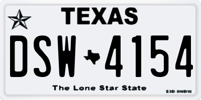 TX license plate DSW4154