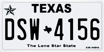 TX license plate DSW4156