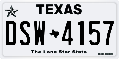 TX license plate DSW4157