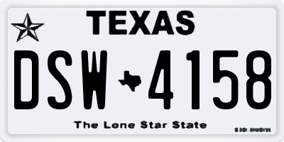 TX license plate DSW4158
