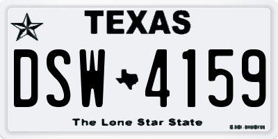 TX license plate DSW4159