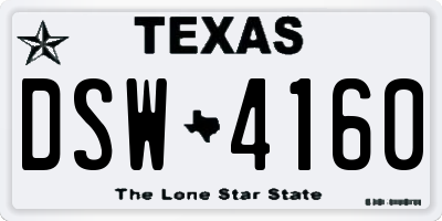 TX license plate DSW4160