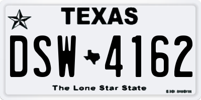 TX license plate DSW4162