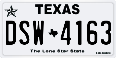 TX license plate DSW4163