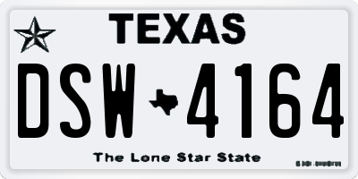 TX license plate DSW4164