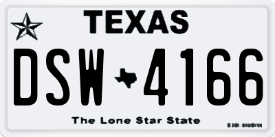 TX license plate DSW4166