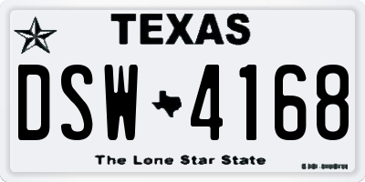 TX license plate DSW4168