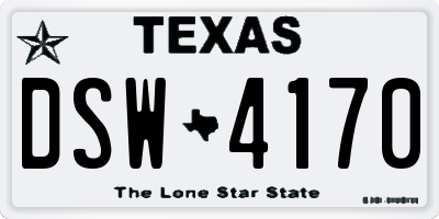 TX license plate DSW4170