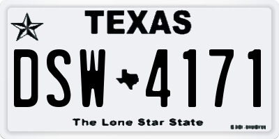 TX license plate DSW4171