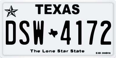 TX license plate DSW4172