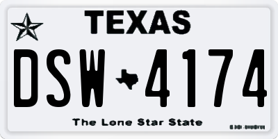 TX license plate DSW4174