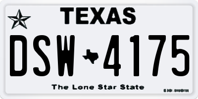 TX license plate DSW4175