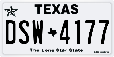 TX license plate DSW4177
