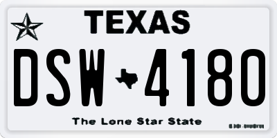 TX license plate DSW4180