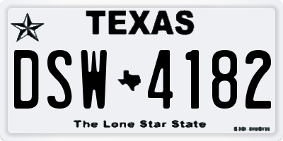TX license plate DSW4182