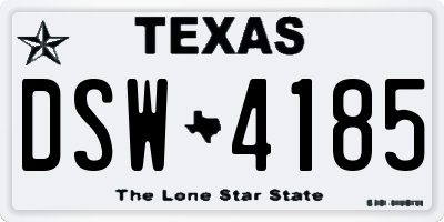 TX license plate DSW4185