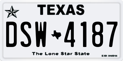 TX license plate DSW4187