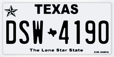 TX license plate DSW4190