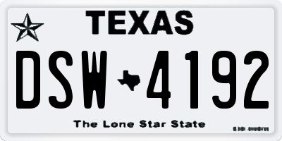 TX license plate DSW4192
