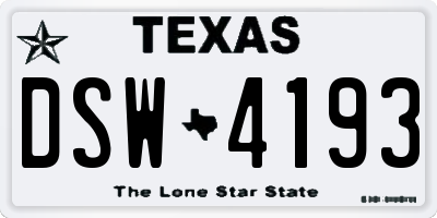 TX license plate DSW4193