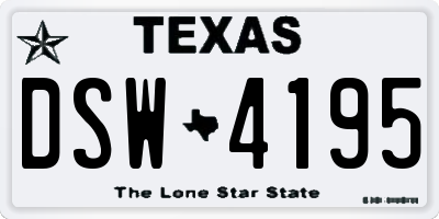 TX license plate DSW4195