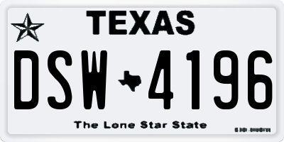 TX license plate DSW4196
