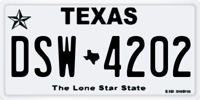 TX license plate DSW4202